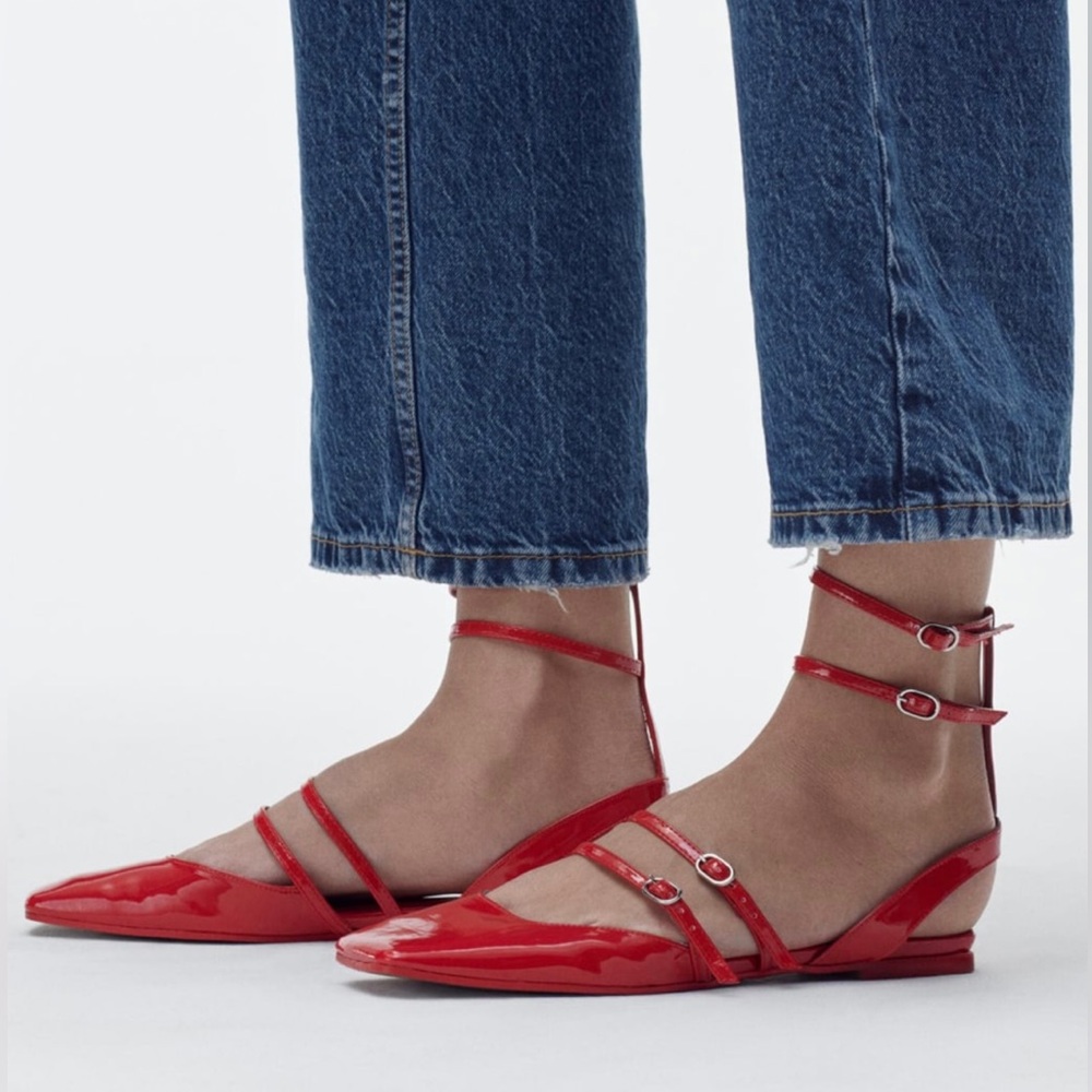 Zara Red Strappy Sandals NWT